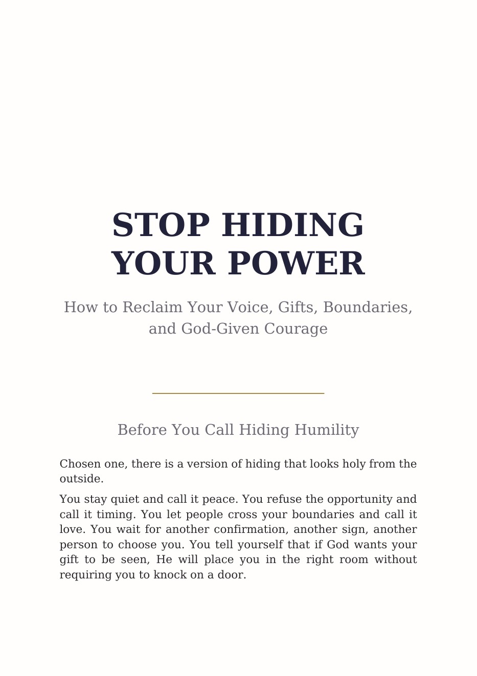 Stop Hiding Your Power cover